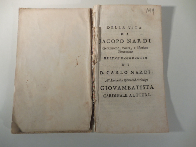 Della vita di Jacopo Nardi gentiluomo, poeta e istorico fiorentino. Breve ragguaglio